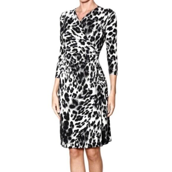 Tommy Bahama Dresses & Skirts - Tommy Bahama Leopard Print  3/4 Sleeve Mock Wrap Style  Dress LARGE    #CL